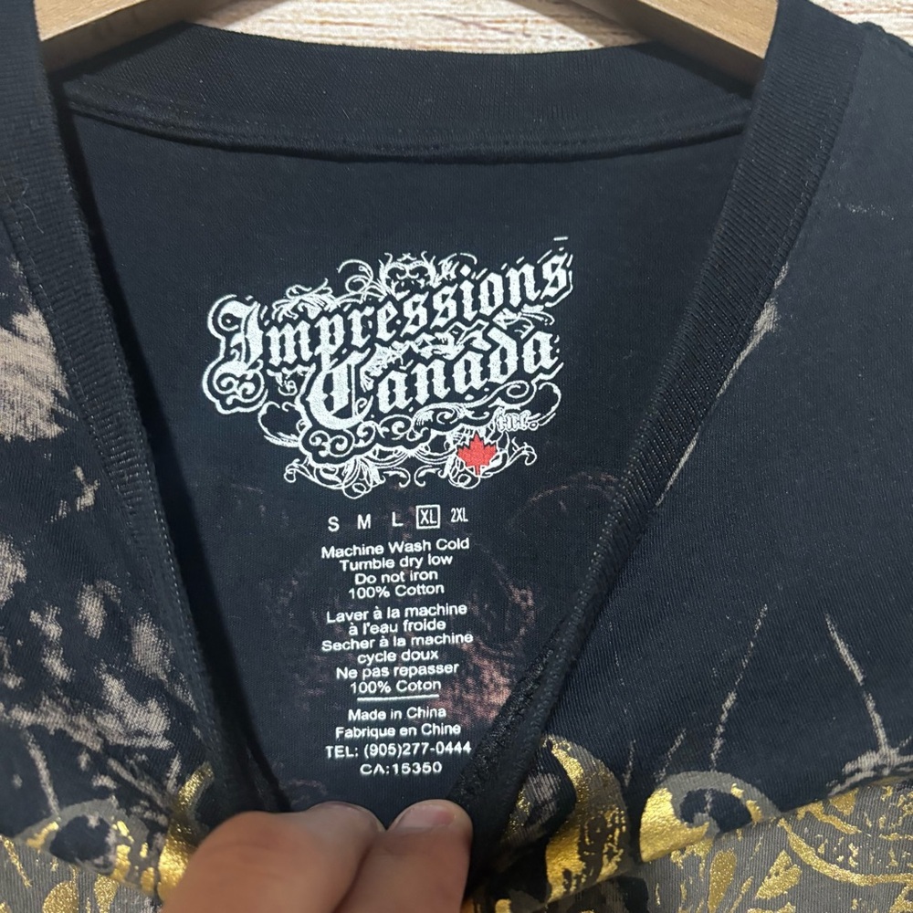 Impressions‎ Canada Crown Graphic Tee XL Black Gold T Shirt - Picture 2 of 7